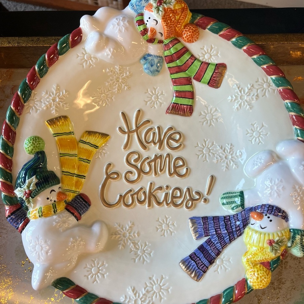Fitz and Floyd Festive Snowman Cookie Plate - Multicolor